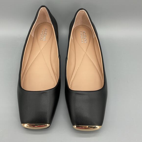 NEW Alfani Women’s Metallic Neptoon Square Toe Slip on Flats Black Size 7.5M - Picture 3 of 10